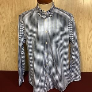 L.L. Bean men’s cotton wrinkle free button  down checked shirt size 17 - 35